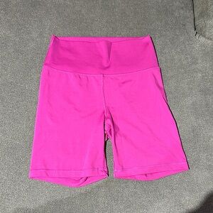 Yogalicious LARGE Bright Pink High-Waist Women's Bike Shorts